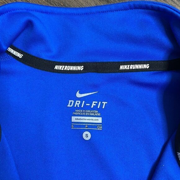 Nike running Mens Bright Blue DriFit 1/2 Zip Pullover Warm-Up Long Sleeve Top - Picture 4 of 8